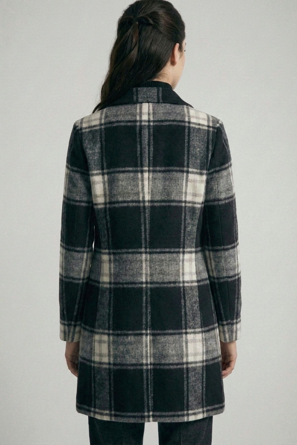 Single-breasted Plaid Walker Coat