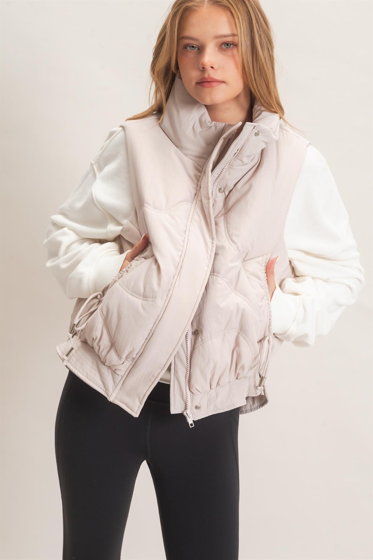 Quilted Funnel Neck Puffer Vest