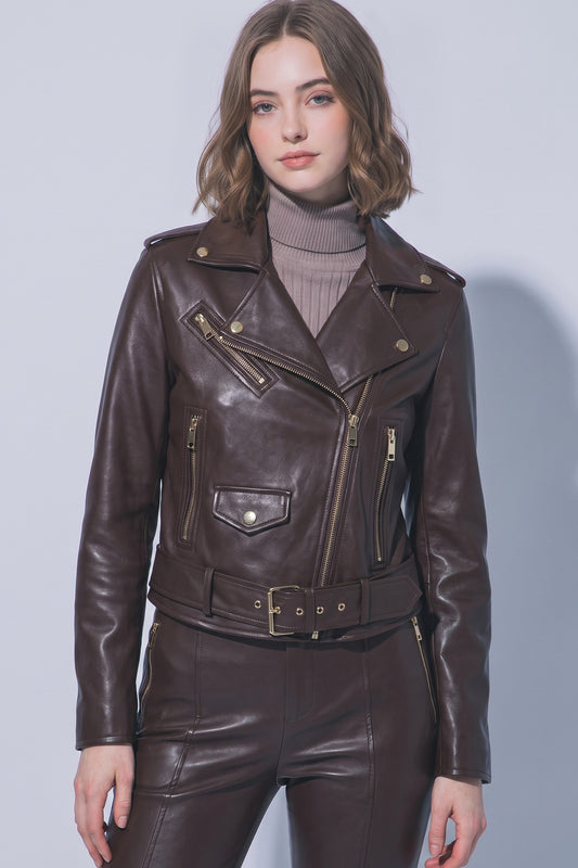 Fitted Faux Leather Jacket
