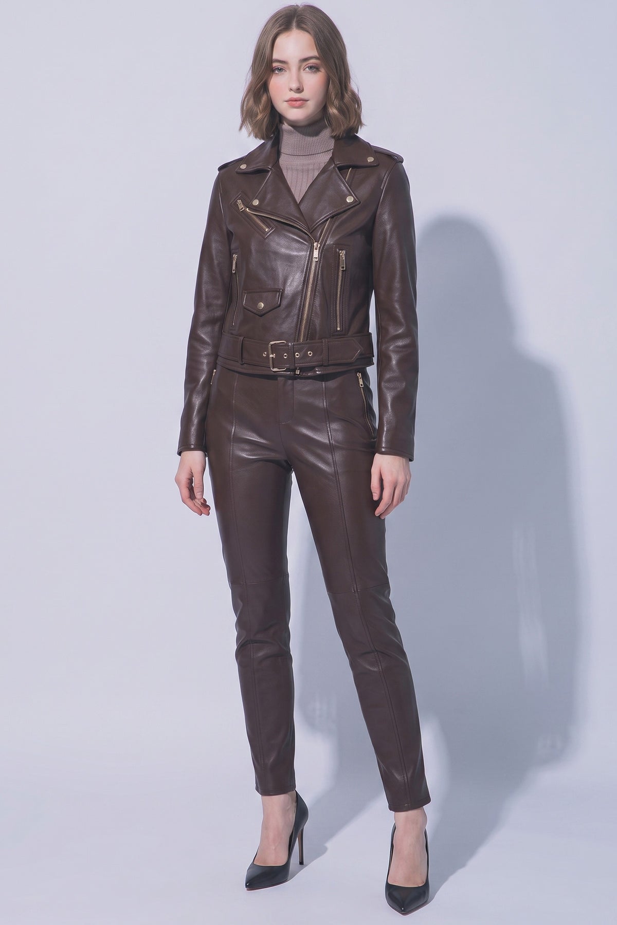 Fitted Faux Leather Jacket