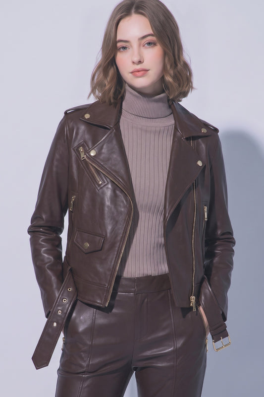 Fitted Faux Leather Jacket