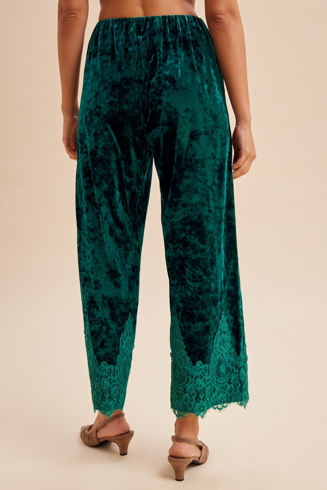 Christmas Lace Trimmed Velvet Pants