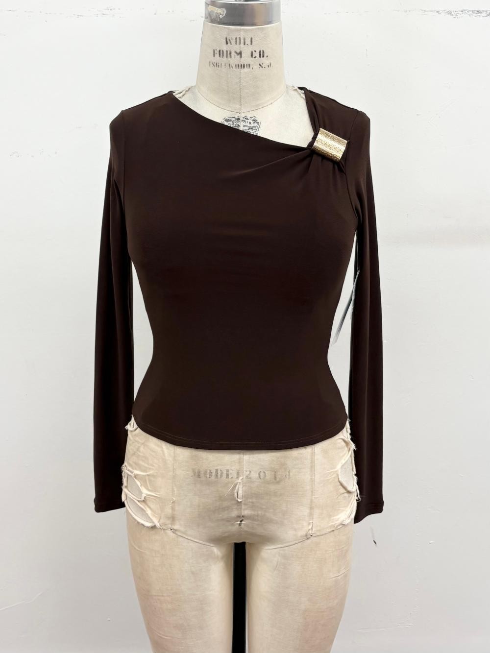 Asymmetrical Buckle Detail Top