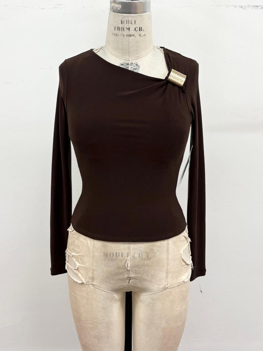 Asymmetrical Buckle Detail Top