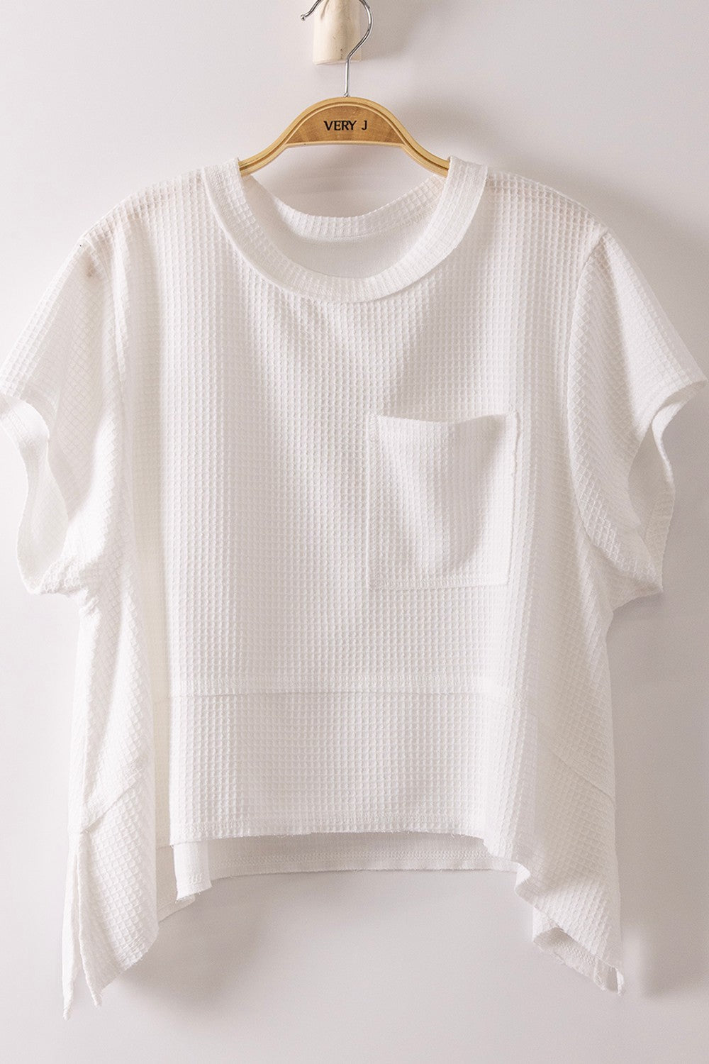 Flared Hem Waffle Knit Casual Top