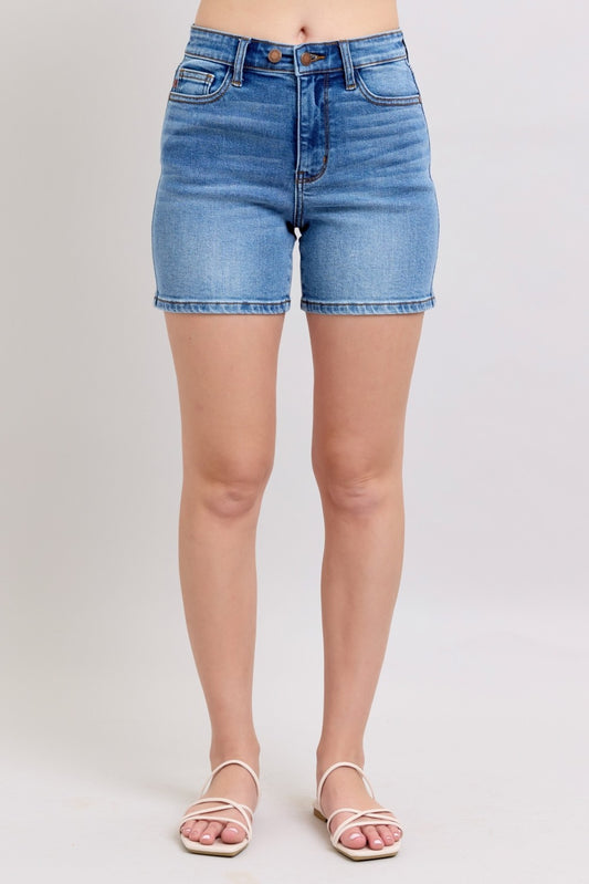 Judy Blue 2 Button Mid Length Dad Shorts