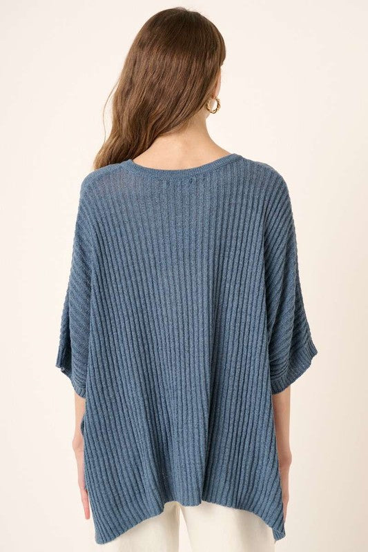 Slouchy Knit Top-Blue