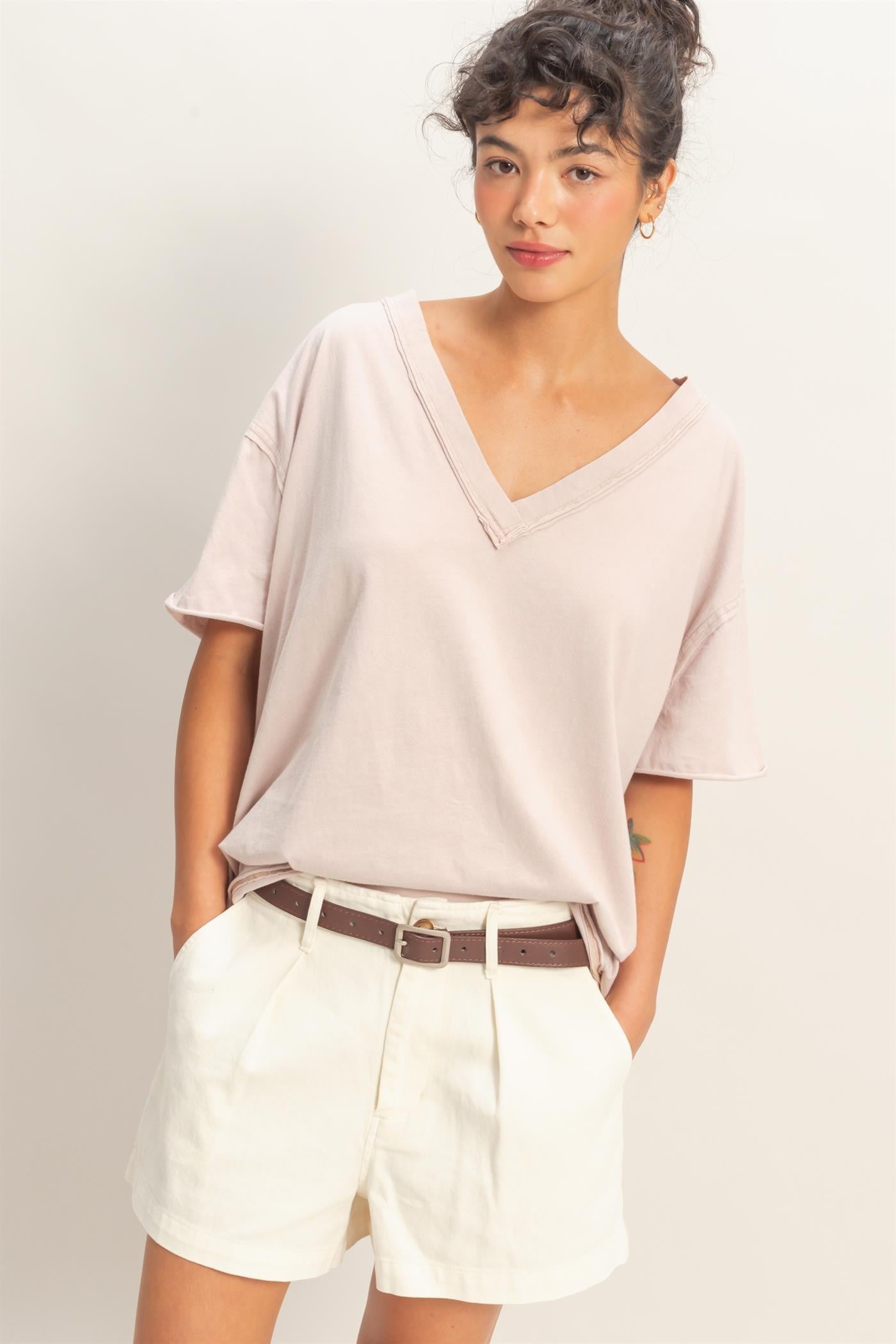 Cotton Wash Shirt-Taupe
