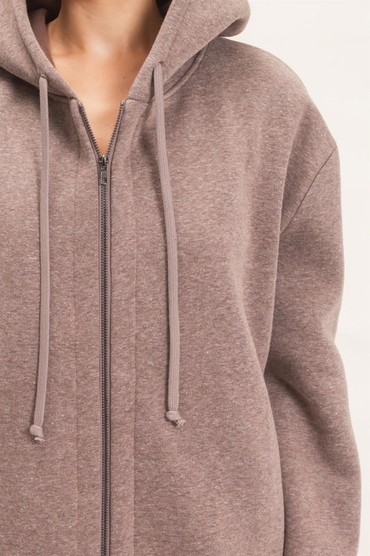 Oversized Longline Zip-up Hoodie Jacket