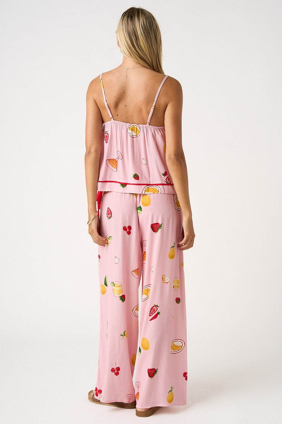 Fruit Print Cami And Wide Leg Pants Set