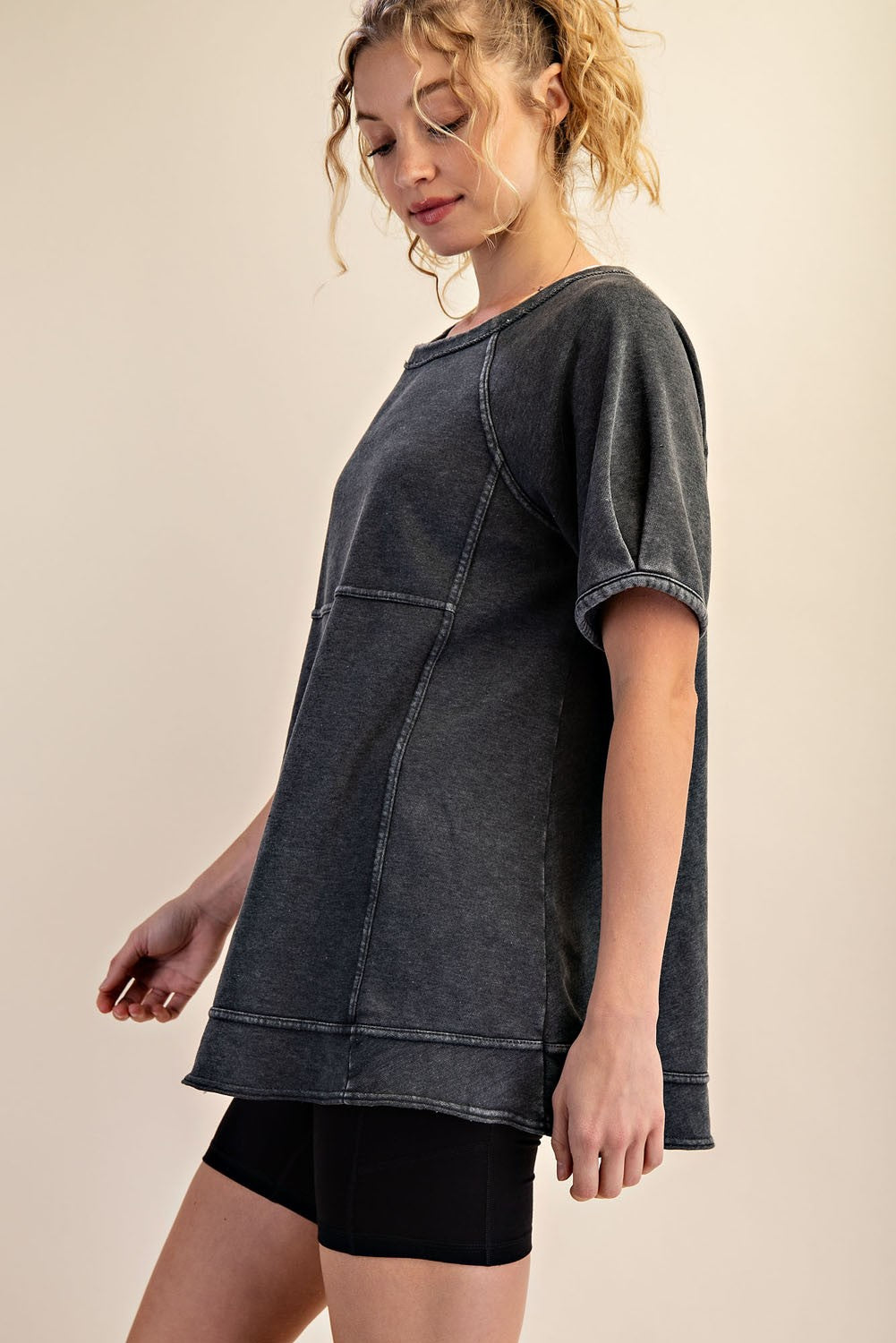 Mineral Washed Oversized Short Sleeve Tunic