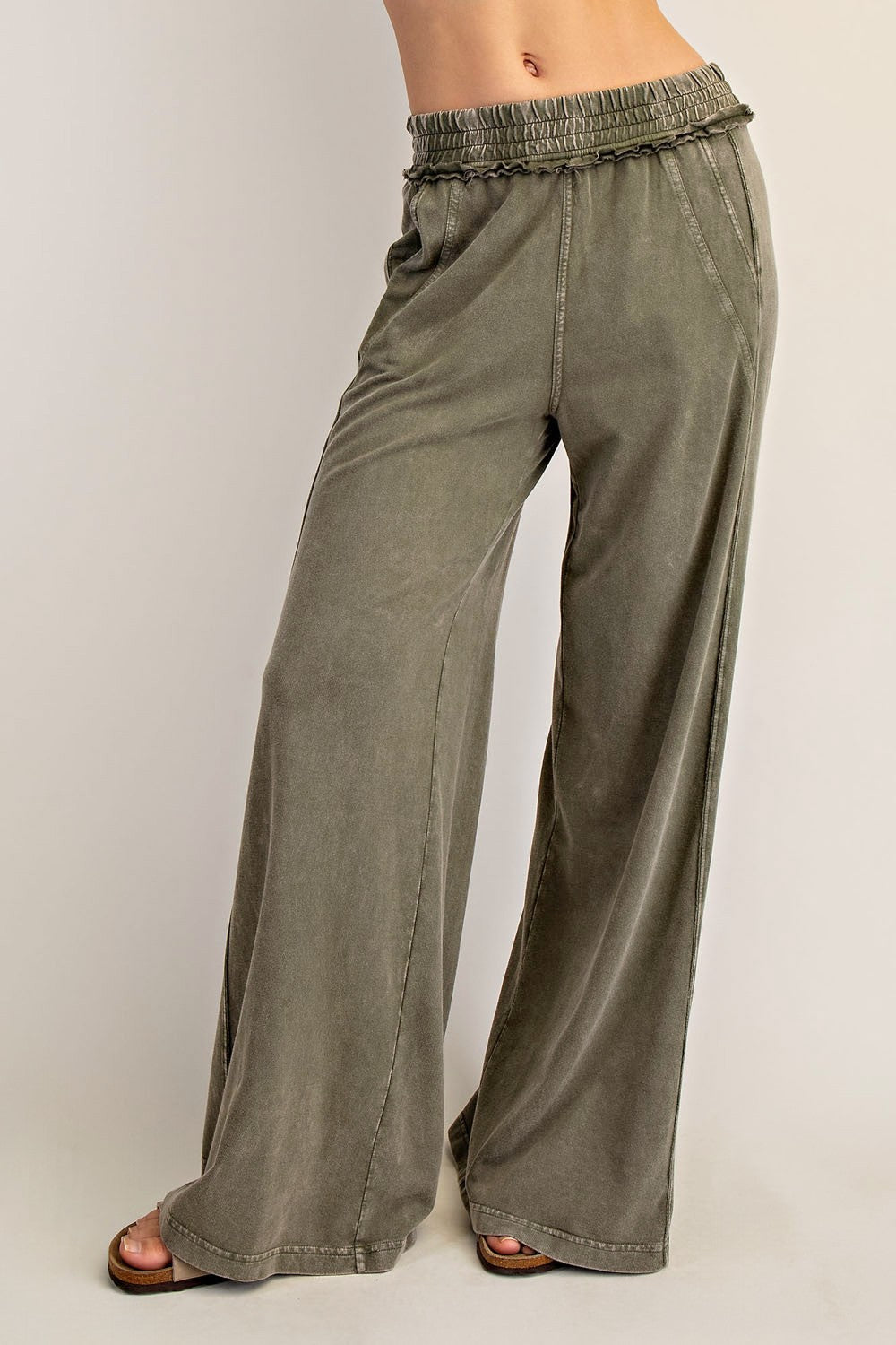 Mineral Washed Terry Butter Wide Pants