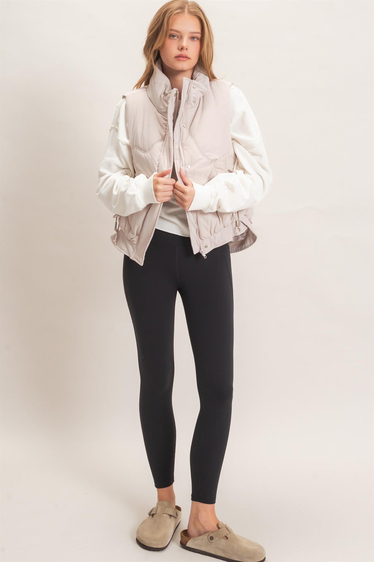 Quilted Funnel Neck Puffer Vest