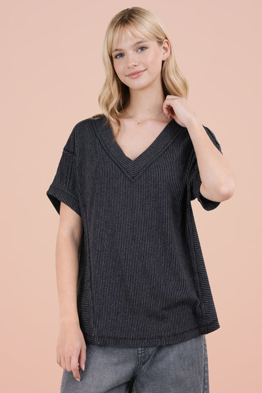 Textured Ribbed Knit Top