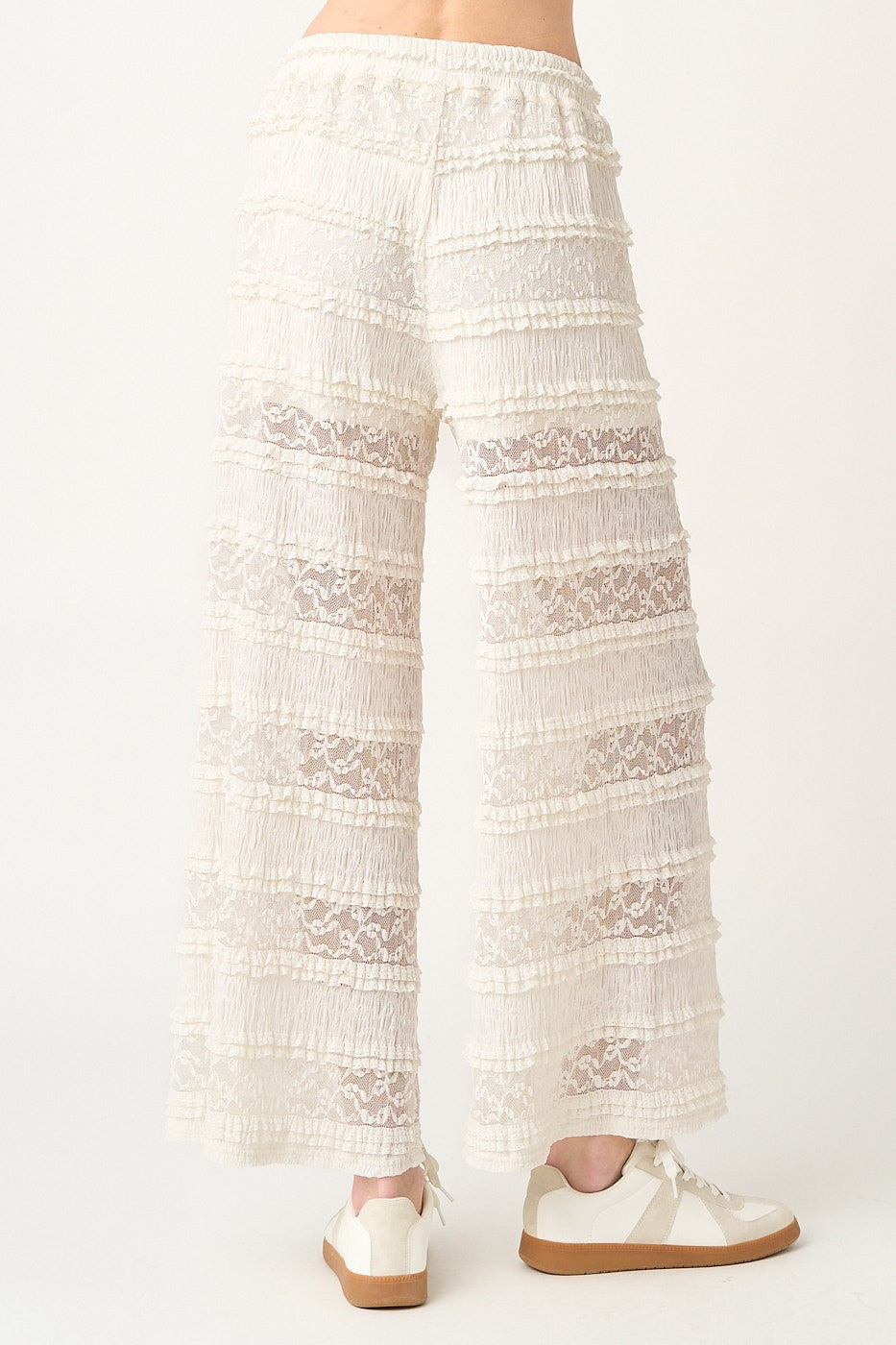 Lace Ruffle Wide Leg Pants