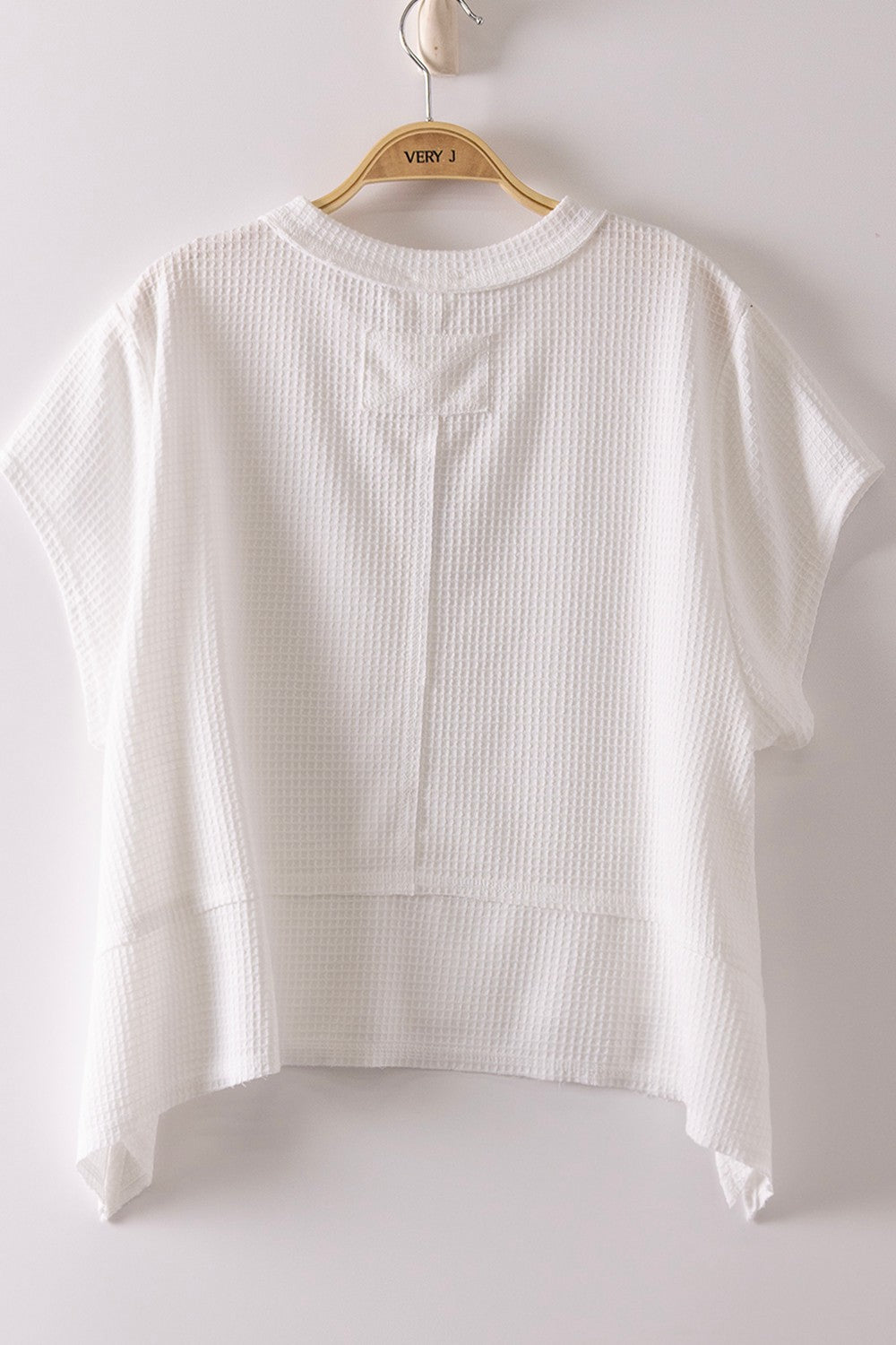 Flared Hem Waffle Knit Casual Top