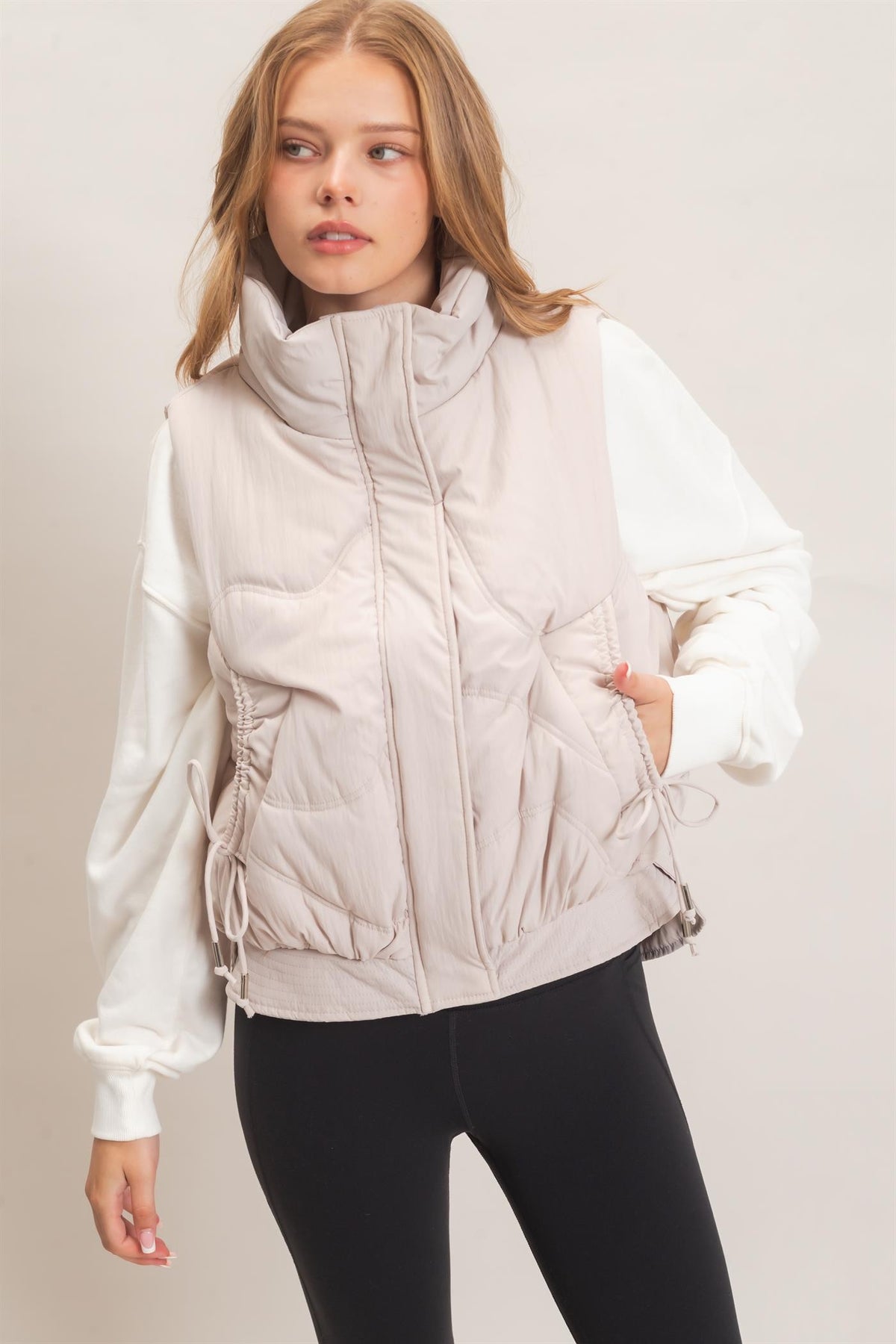 Quilted Funnel Neck Puffer Vest