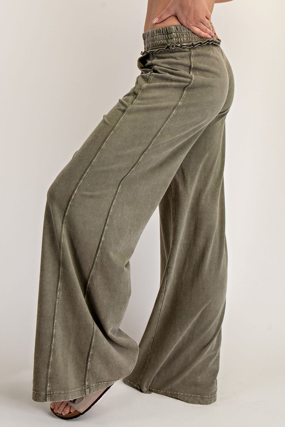 Mineral Washed Terry Butter Wide Pants