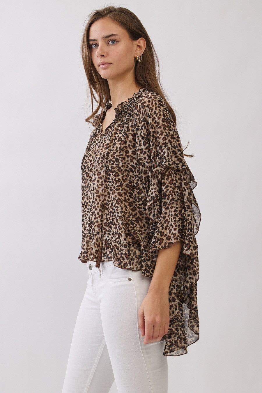 Leopard Printed Chiffon Blouse