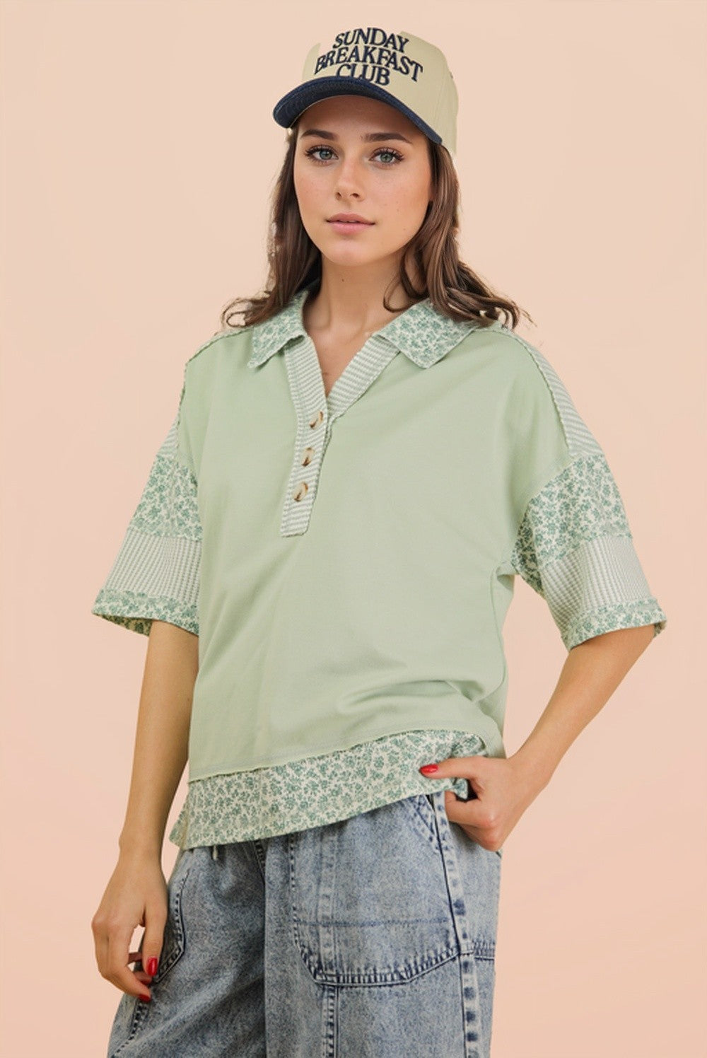 Cute & Casual Floral Henley