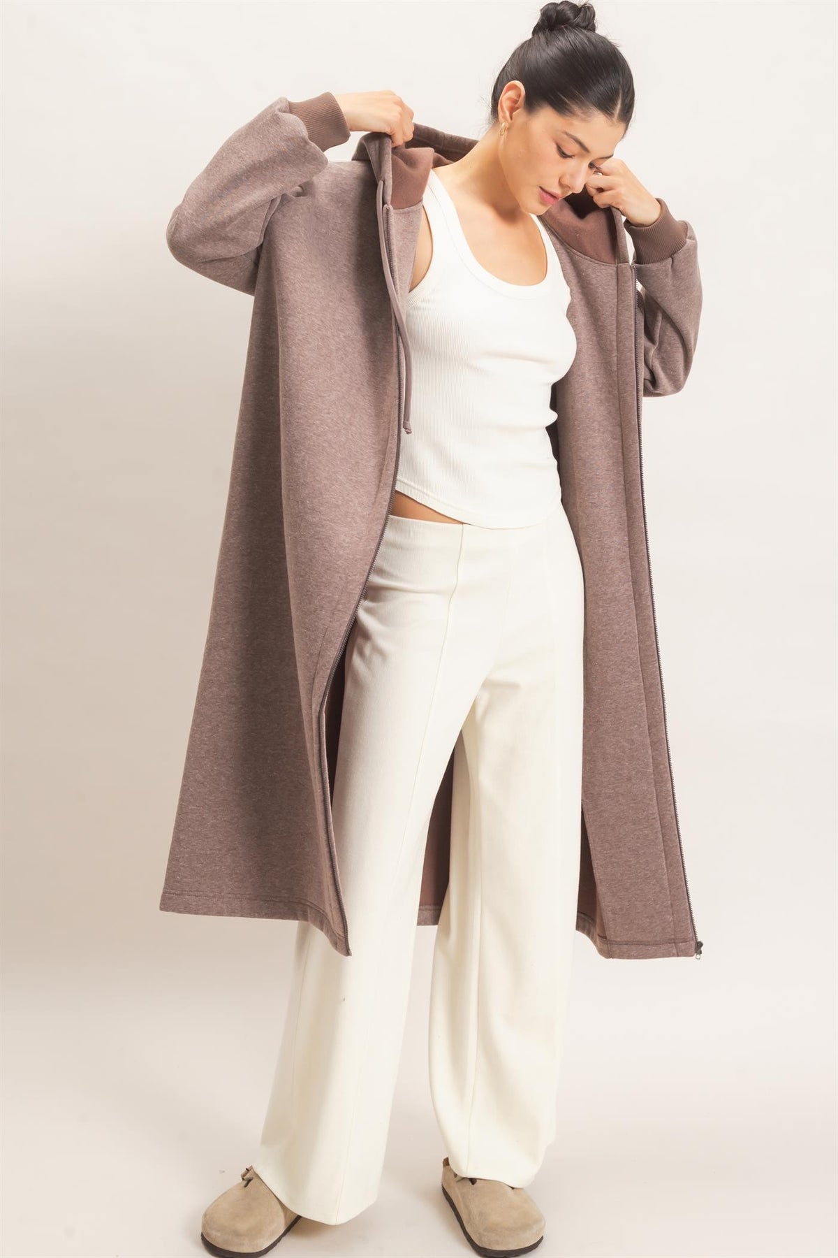 Oversized Longline Zip-up Hoodie Jacket