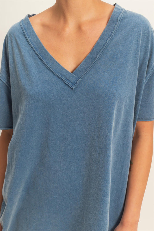 Cotton Wash Shirt-Blue