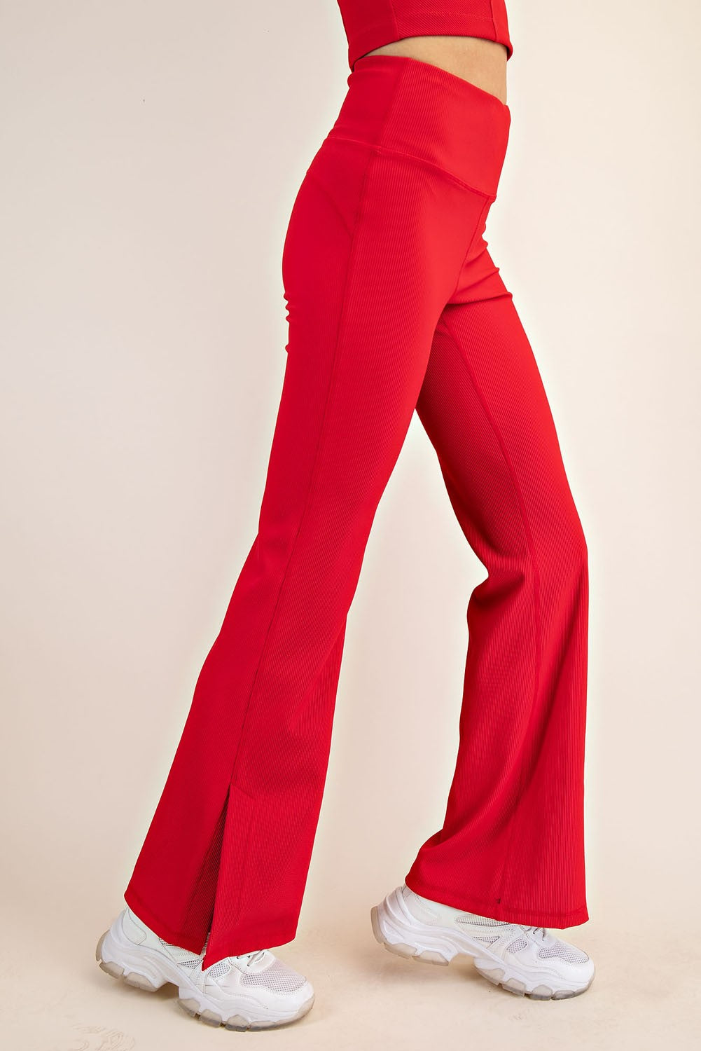 Nylon Rib Flare Leggings