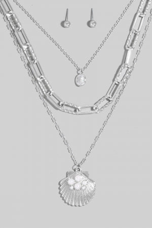 Silver Shell Layered Necklace