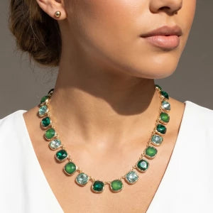 Cushion Cut Crystal Riviere Collar Necklace