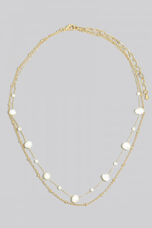 Layered Chain Pearl Necklace
