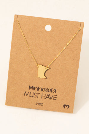 Minnesota State Pendant Necklace-Gold