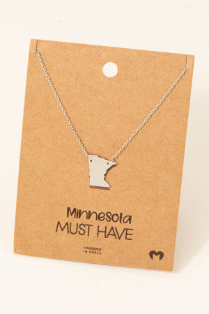Minnesota State Pendant Necklace-Silver