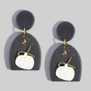 Polymer Clay Autumn Pumpkin Drop Earrings