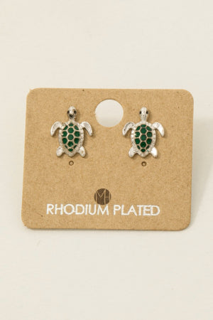 Turtle Earrings-Silver