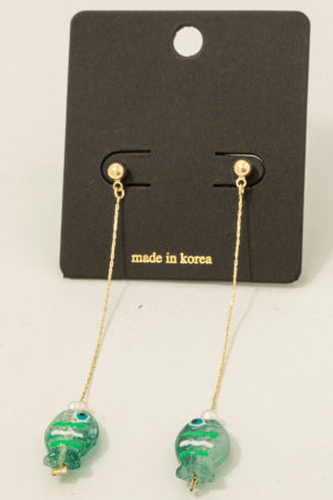 Fish Dangle Earrings-Green