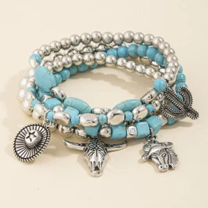 Turquoise Western Charm Stretch Bracelet Set
