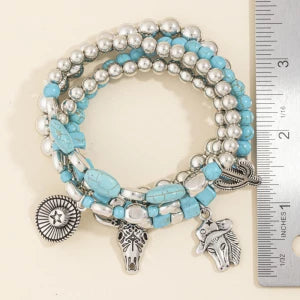 Turquoise Western Charm Stretch Bracelet Set