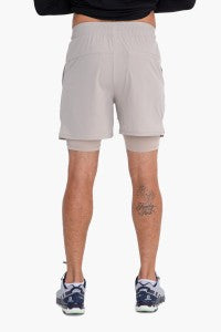 Men's Lined Active Shorts-Cement