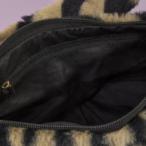 Plush Animal Print Shoulder Bag-Multi