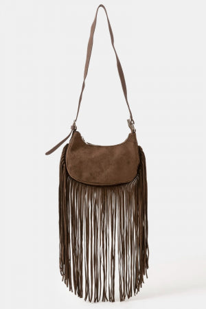 Long Fringe Brown Crossbody Bag