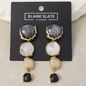 Resin Stone Drop Earrings-Multi