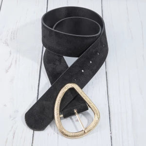 Vegan Suede Belt With Textured Teardrop Buckle