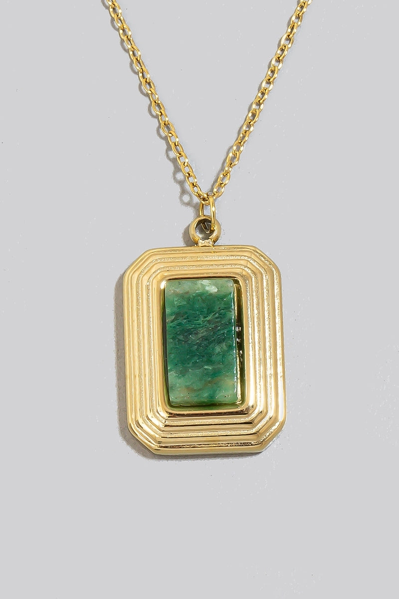 Rectangle Stone Pendant Necklace