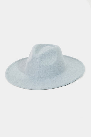 Flat Brim Fedora Hat-Blue