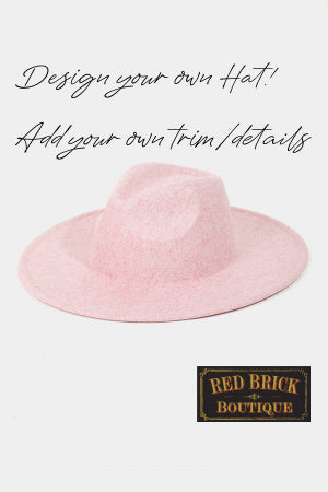 Flat Brim Fedora Hat-Pink