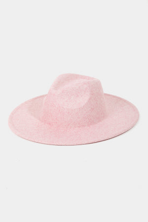 Flat Brim Fedora Hat-Pink