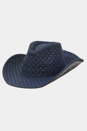 Rhinestone Studded Denim Cowboy Hat