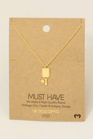 Pickleball Necklace-Gold