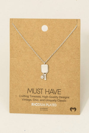 Pickleball Necklace-Silver