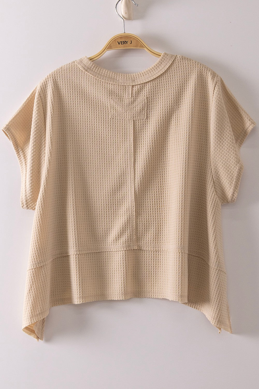Flared Hem Waffle Knit Casual Top